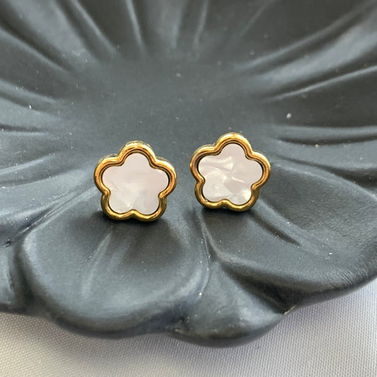 Clover White Gold Earrings