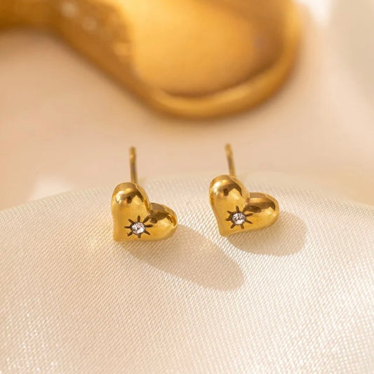 Micro Heart Gold Earrings