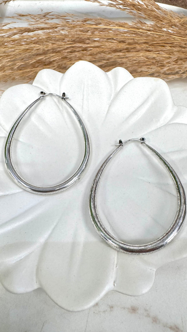 Ovals Hoops Silver Earrings