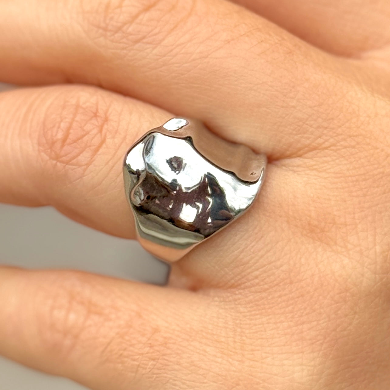 Thick Wrinkle Silver Ring