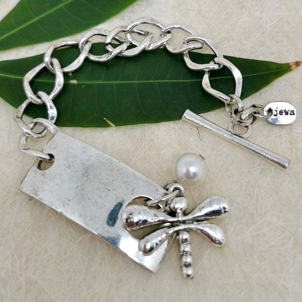 Stamp Dragonfly Silver Bracelet