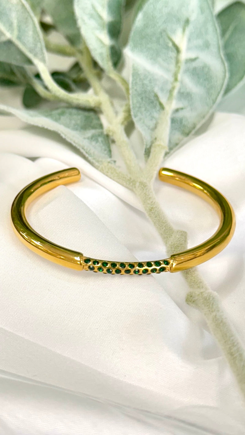 Green Zirconia Part Thin Bracelet