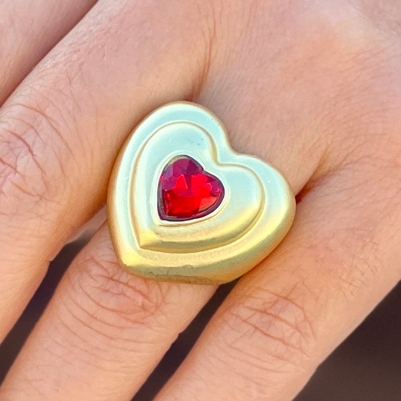 Ruby Heart Gold Ring