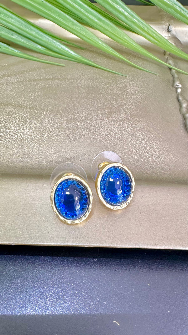 Blue Stone Gold Earrings