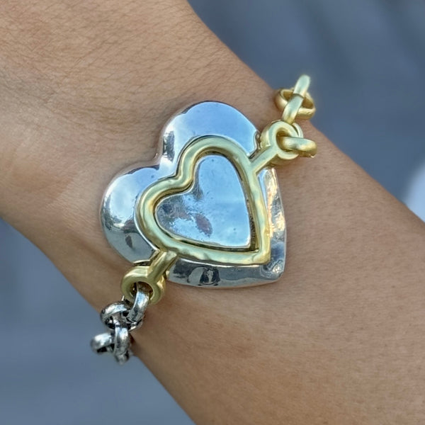 Two Tone Heart Bracelet