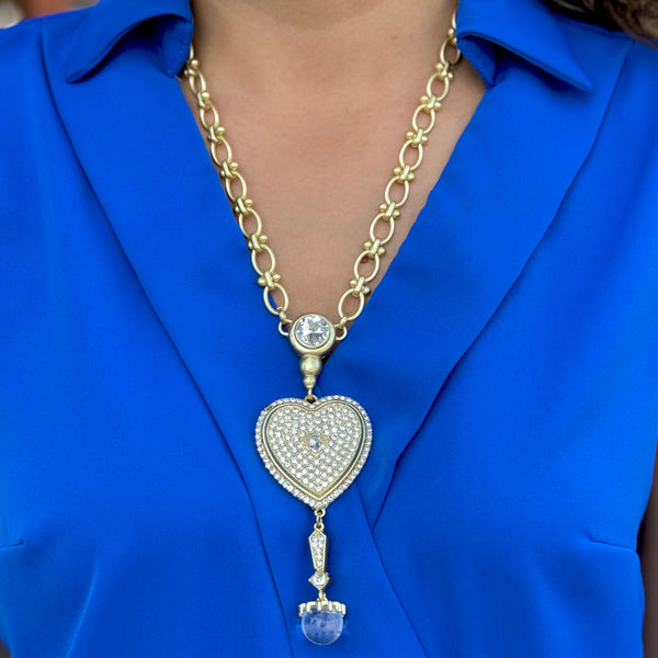 Heart Multi Quartz Gold Necklace