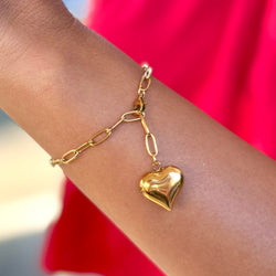 Clip Chain Gold Heart Bracelet