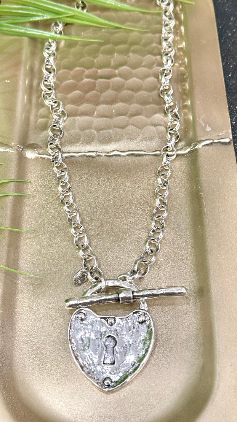 Lock Heart Silver Necklace