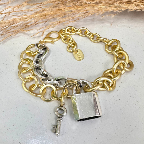 Padlock Layers Two Tone Bracelet