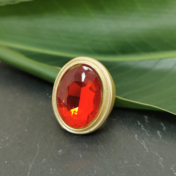 Oval Red Quartz Gold Ring