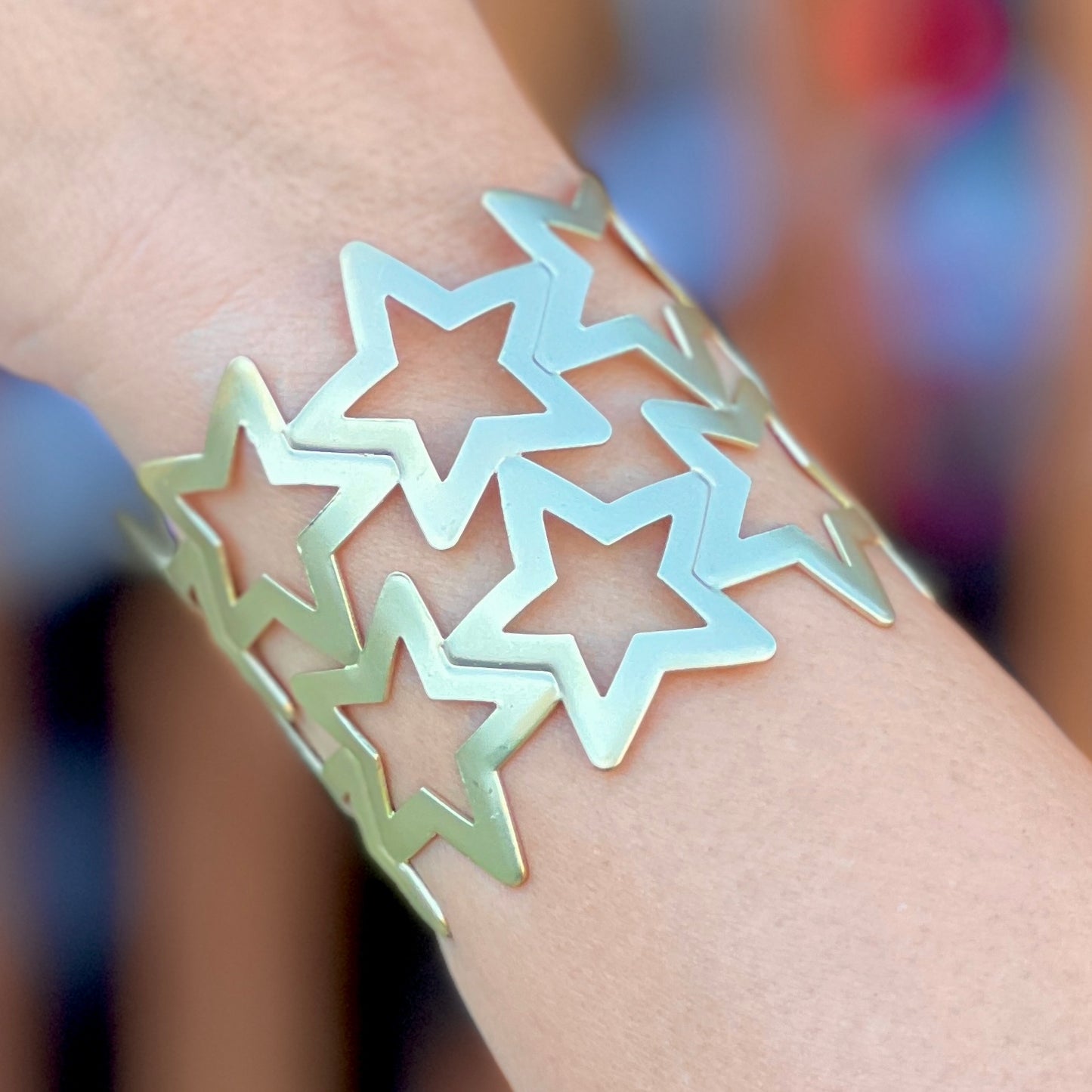 Multi Star Pattern Gold Cuff