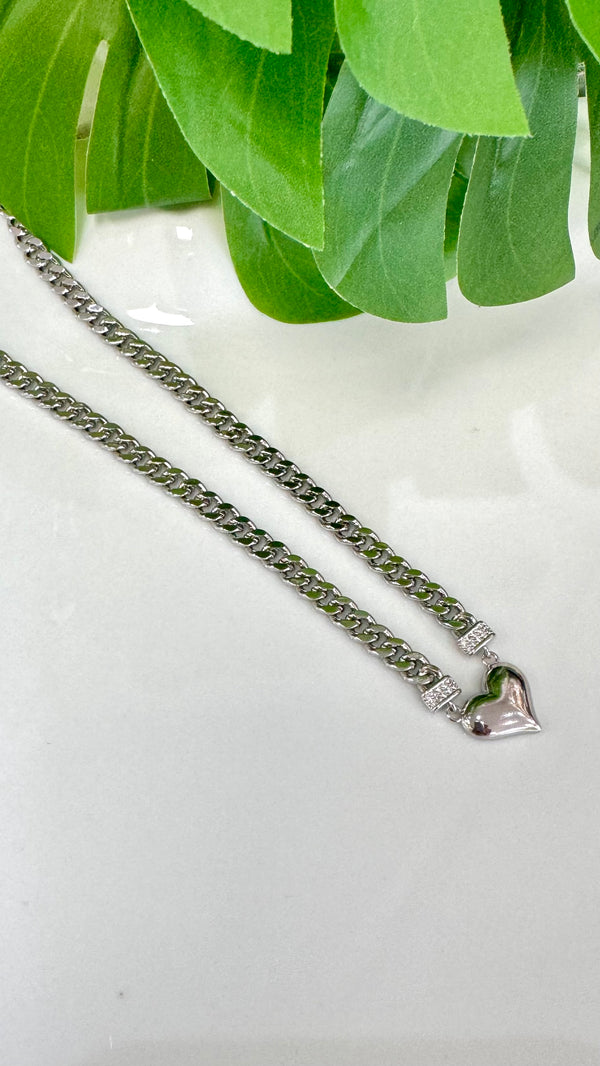 Chain Necklace Heart Silver