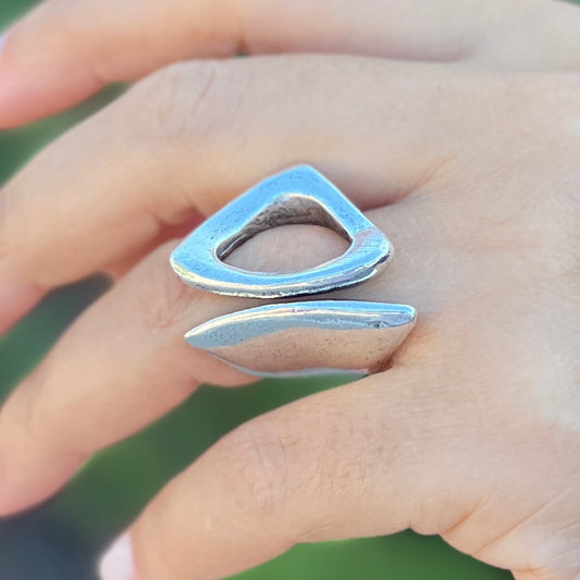 Ring Silver With Open Triangle