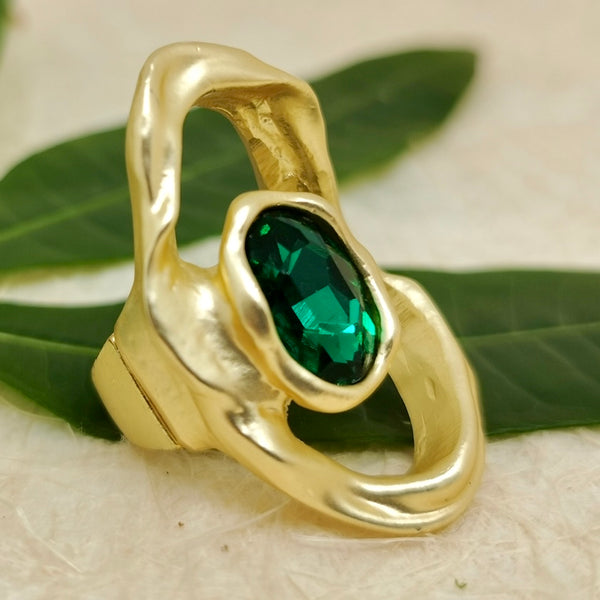 Twist Green Quartz Gold Ring