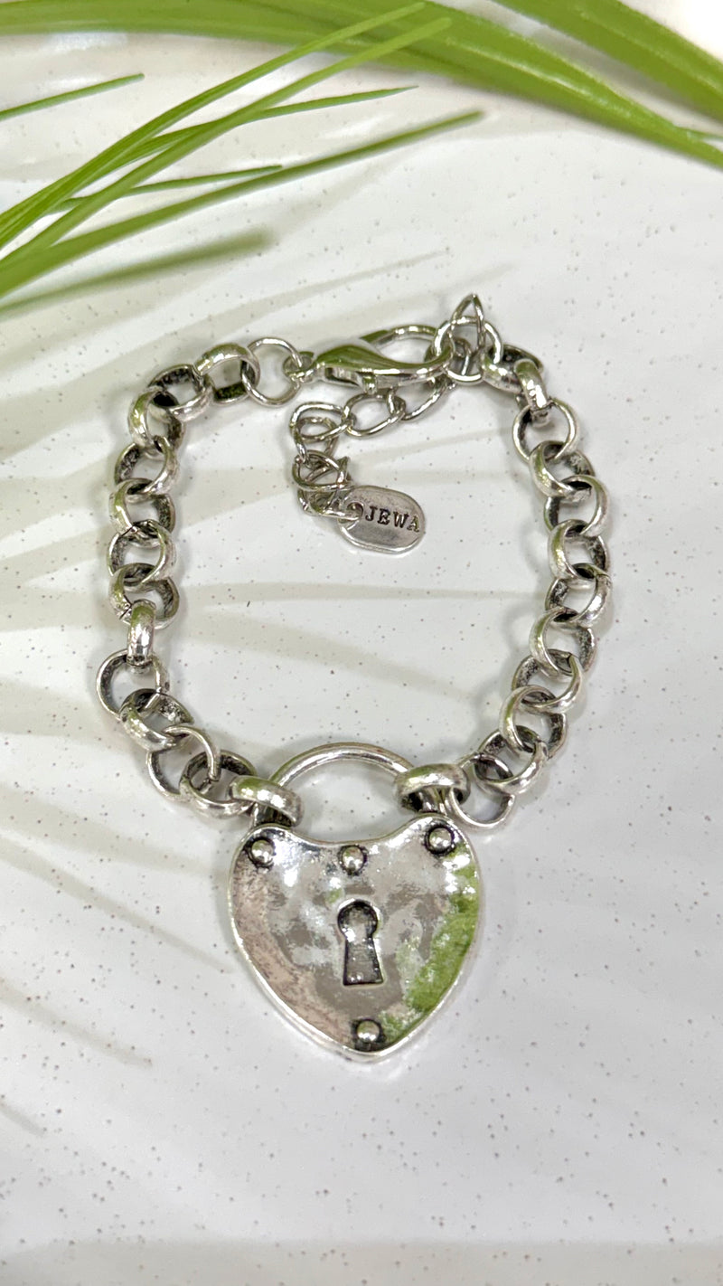 Lock Heart Silver Bracelet