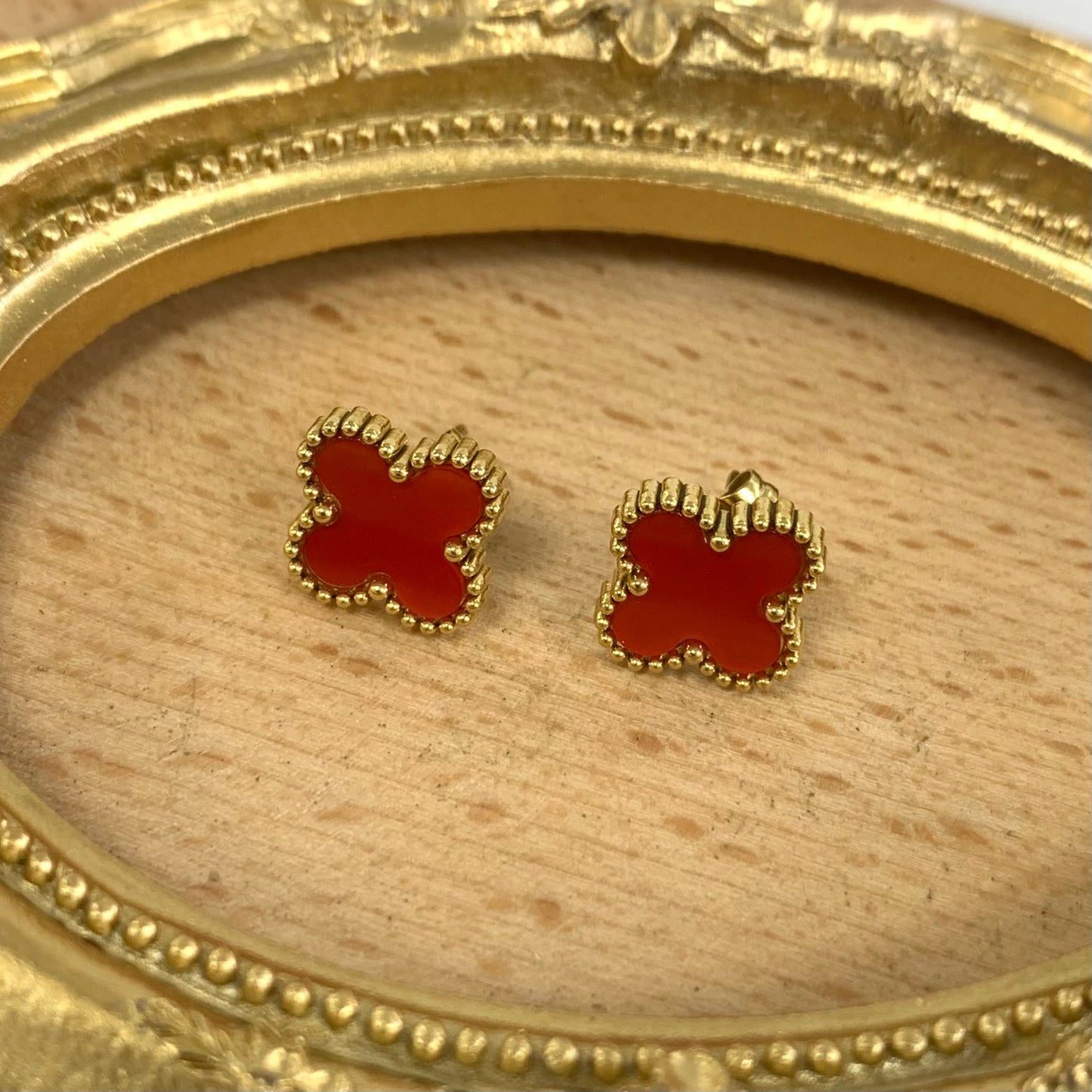 Red Clover Gold Earrings