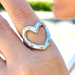 Open Heart Silver Ring
