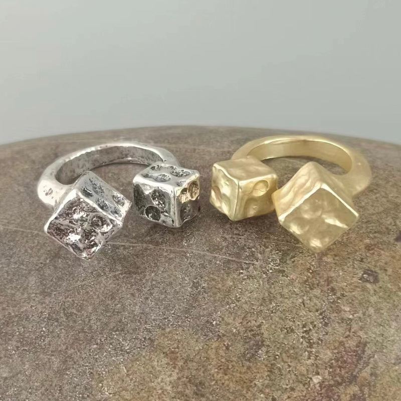 Two Dices Gold Ring