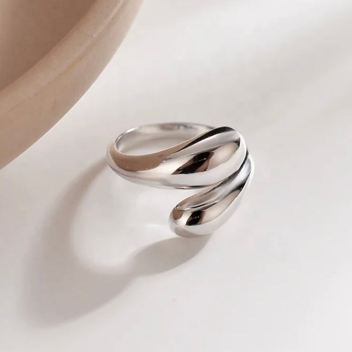 Silver Twist Drop Ring