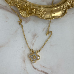 Zirconia Clover Gold Necklace