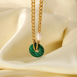 Green Hoop Gold Necklace