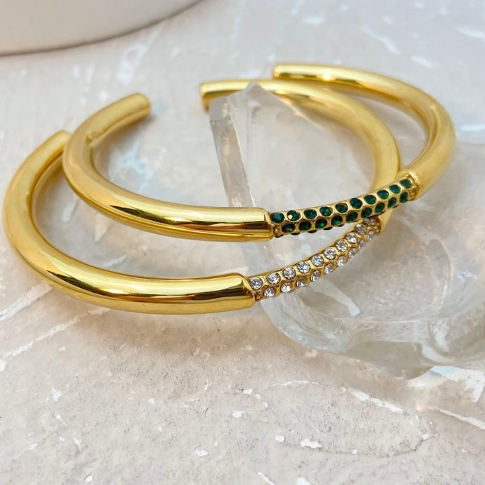 Green Zirconia Part Thin Bracelet