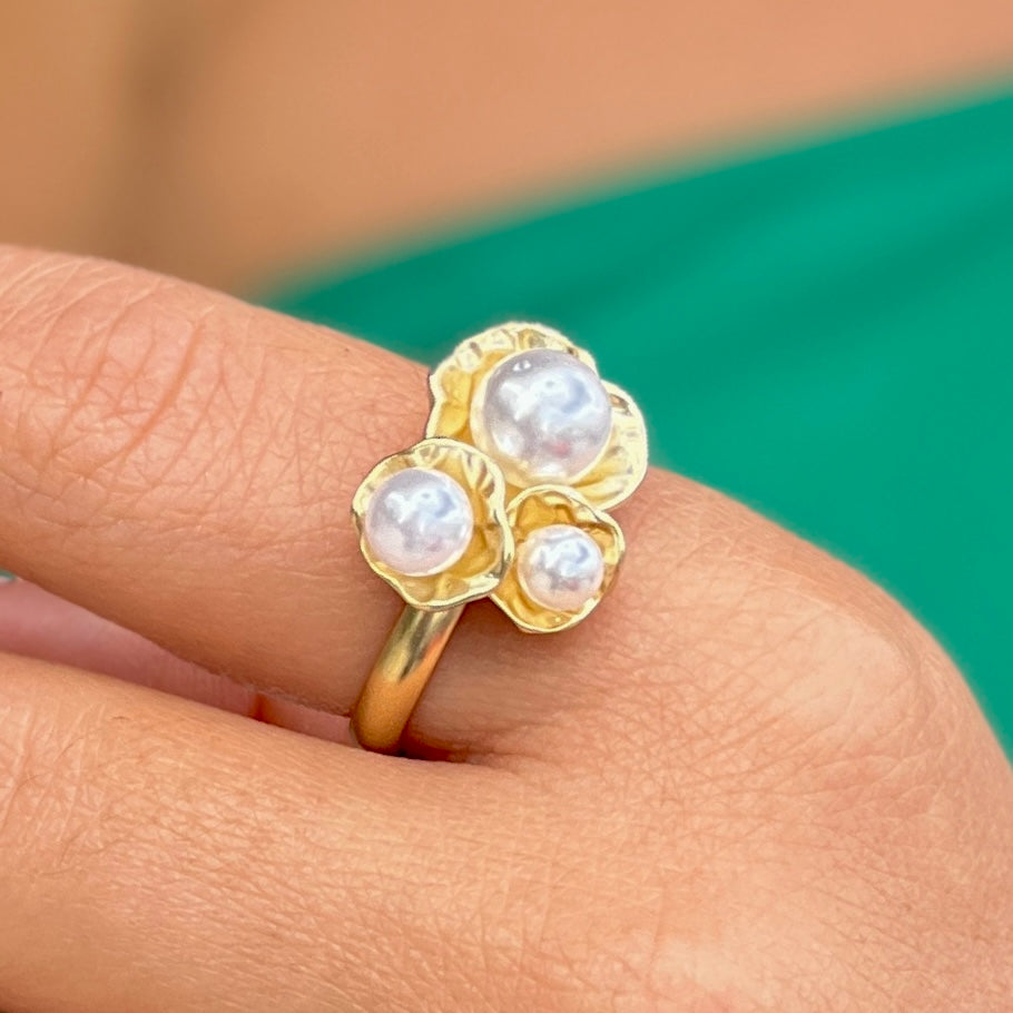 Midi Pearl Gold Ring