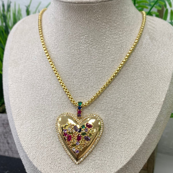 Gold Necklace With Crystal Colors