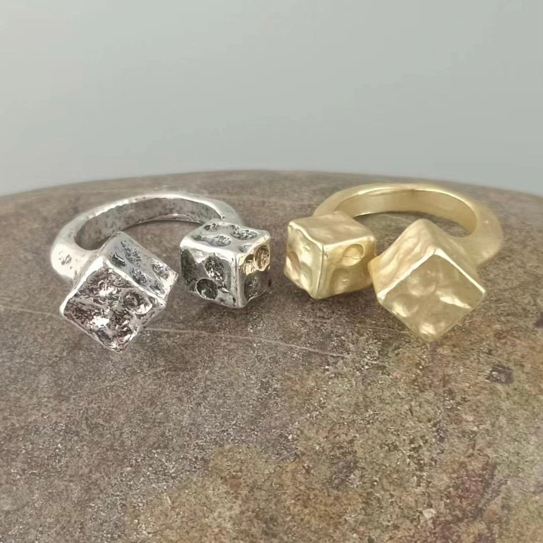 Two Dices Silver Ring