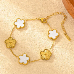 White and Gold Flowers Bracelet