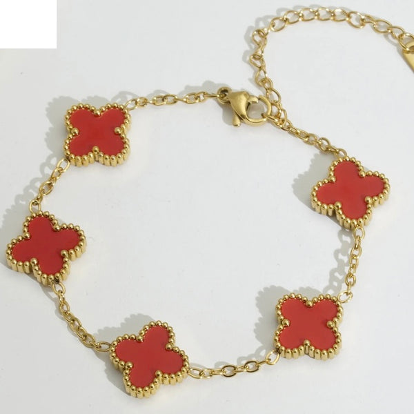 Red Clover Gold Bracelet