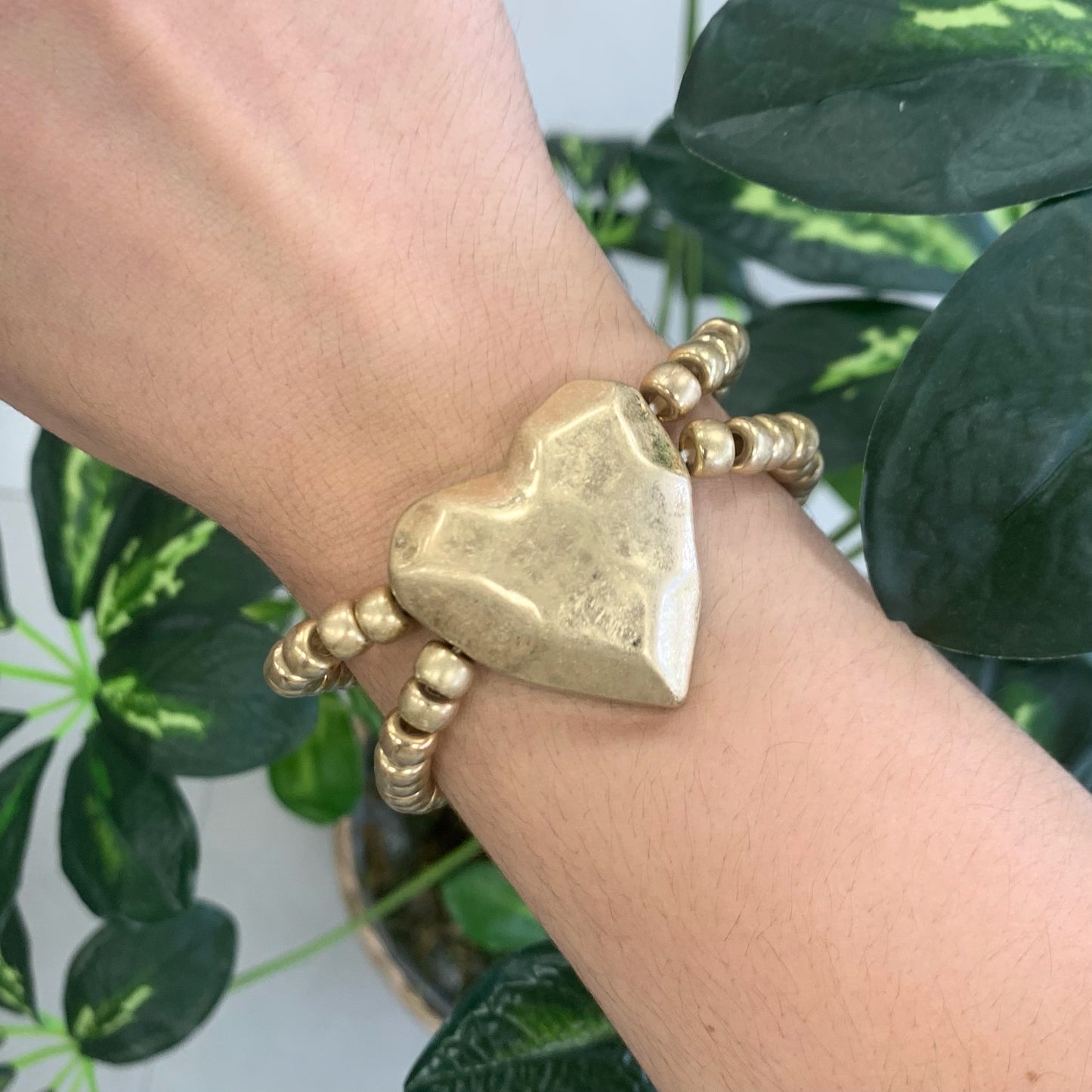 Two Layer With One Heart Gold Bracelet