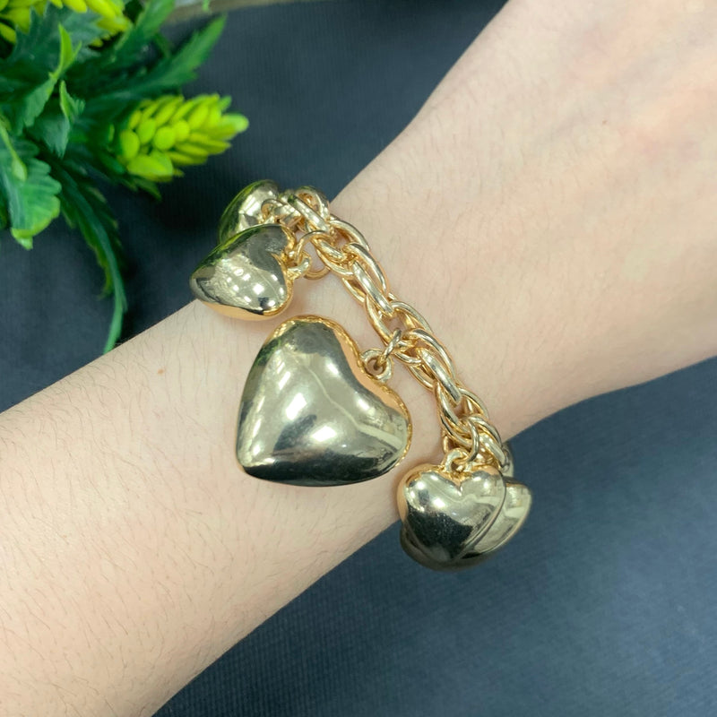 Bubble Heart Bracelet Gold