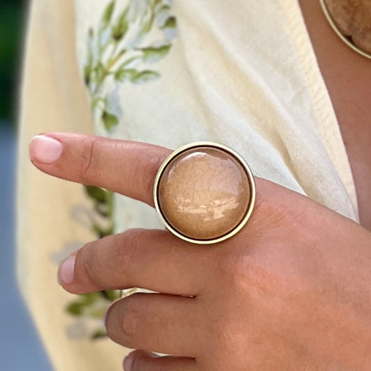 Round Light Brown Gold Ring