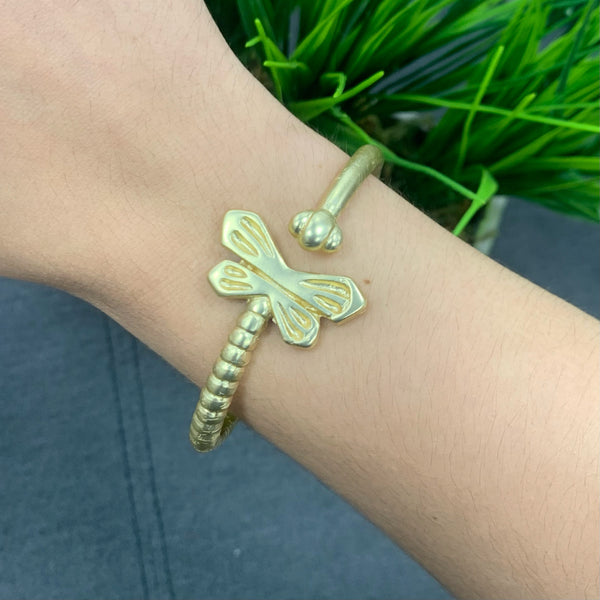 Gold Dragonfly With Ball Bracelet