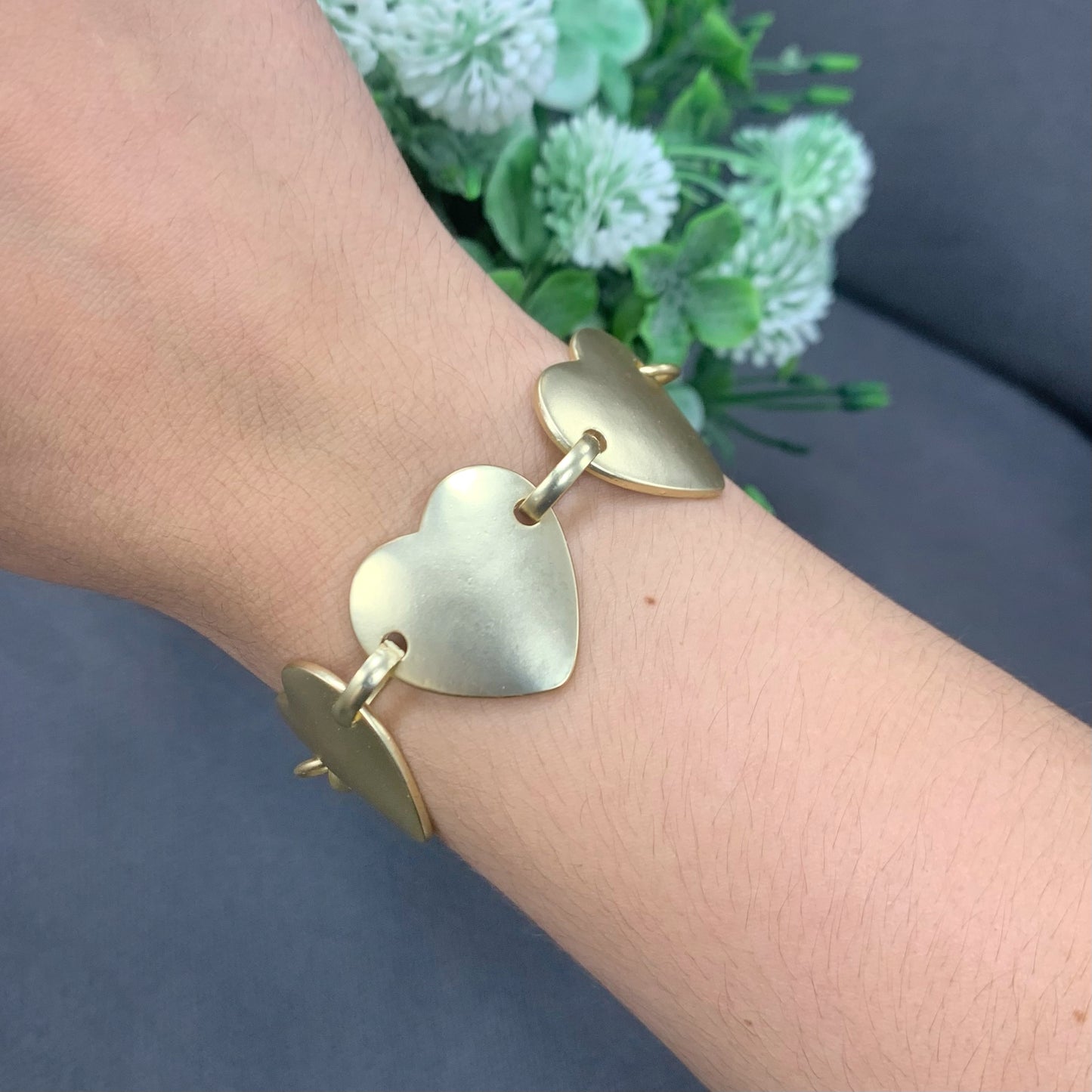 Three Hearts Medium Gold Bracelet