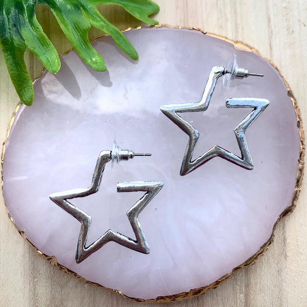 Star Flat Silver Earring