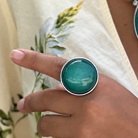 Round Turquoise Silver Ring