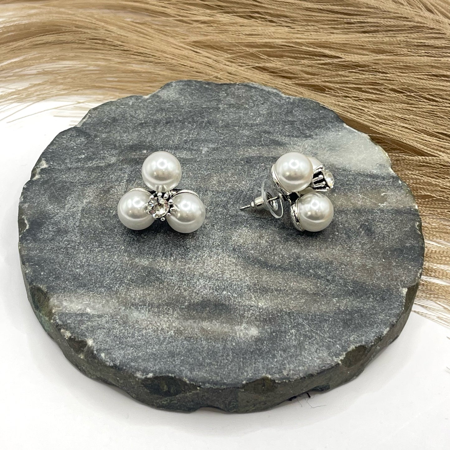 Three Pearls Silver Earrings