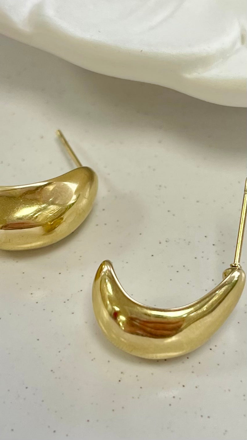 Small Half Moon Gold Earrings