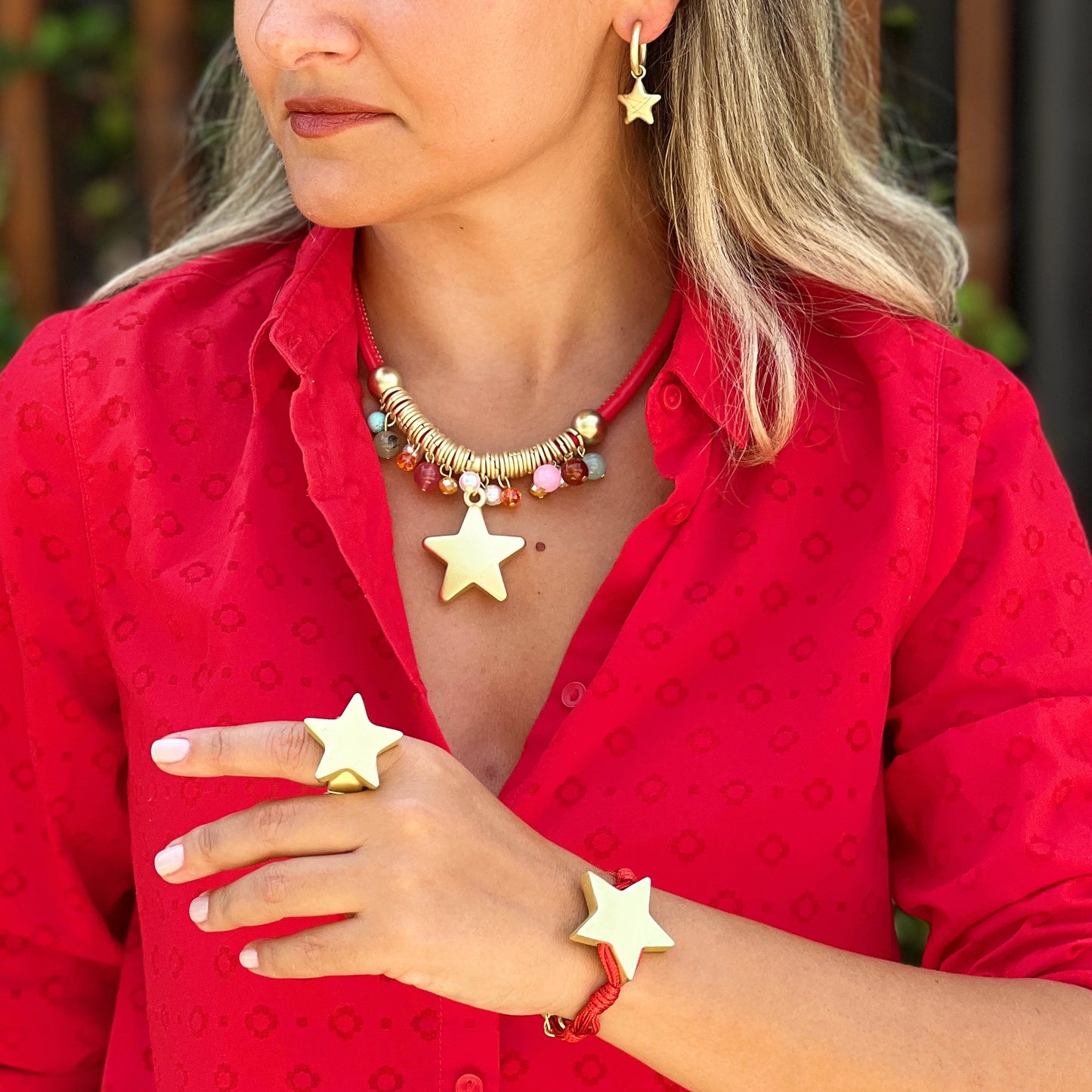 Red Cord Gold Star Bracelet