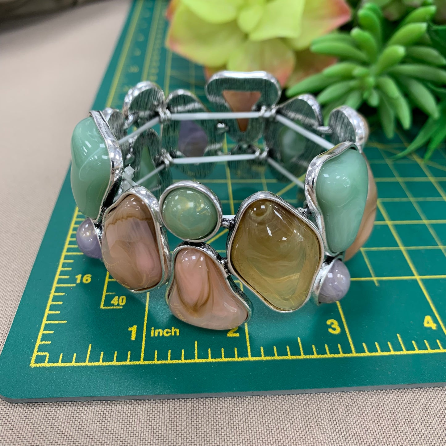 Colorful Acrylic Silver Bracelet