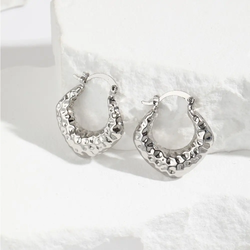 Hammered V Silver Earrings