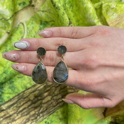 Double Labradorite Stone Earring