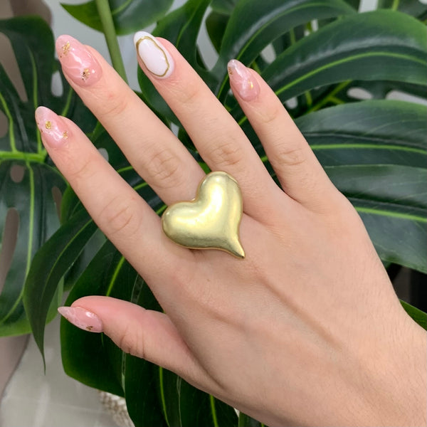 Bubble Heart Medium Gold Ring