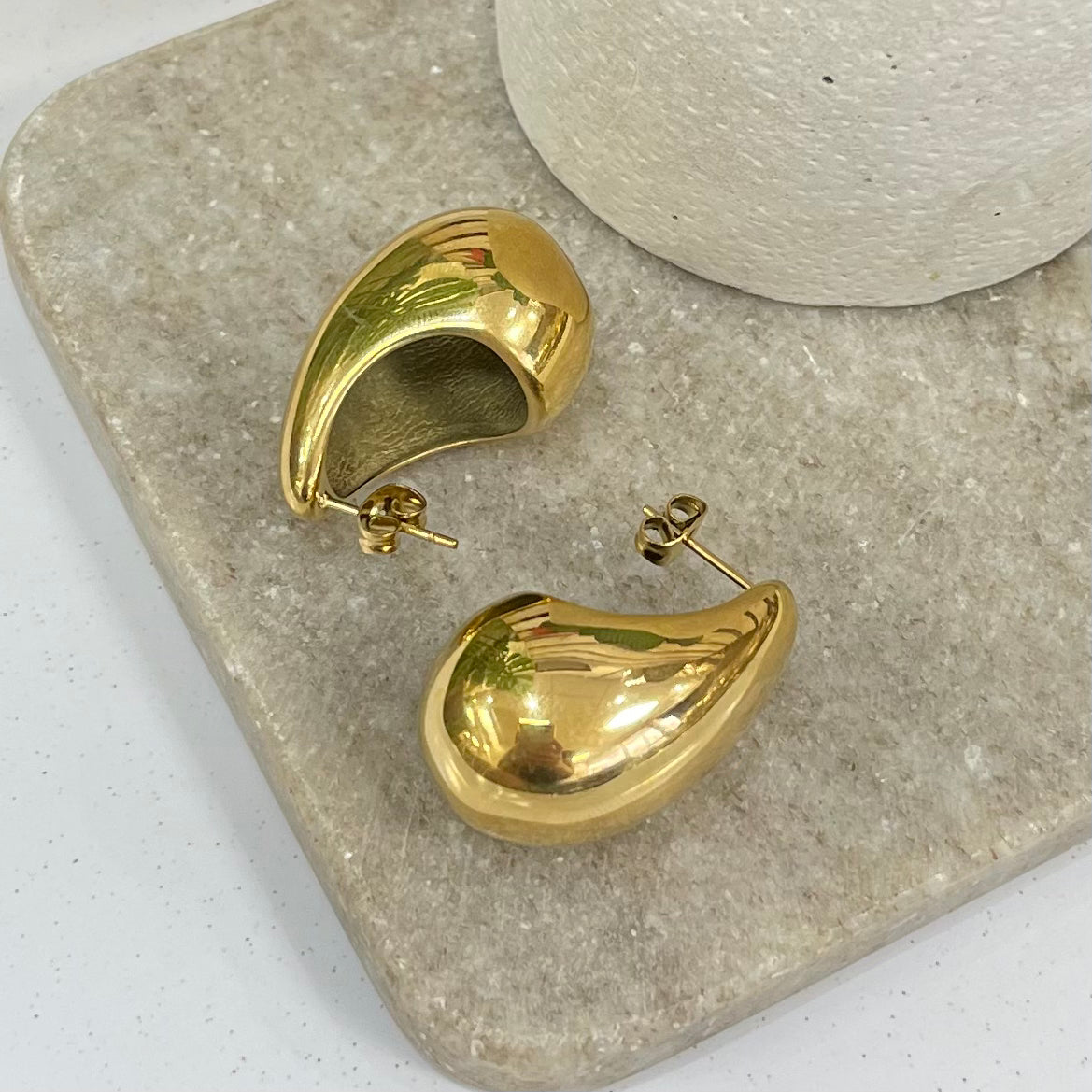 Half Drop Gold Earrings