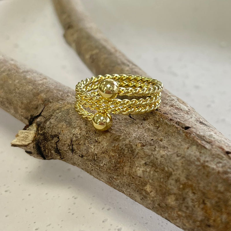 Two Small Globe Gold Ring