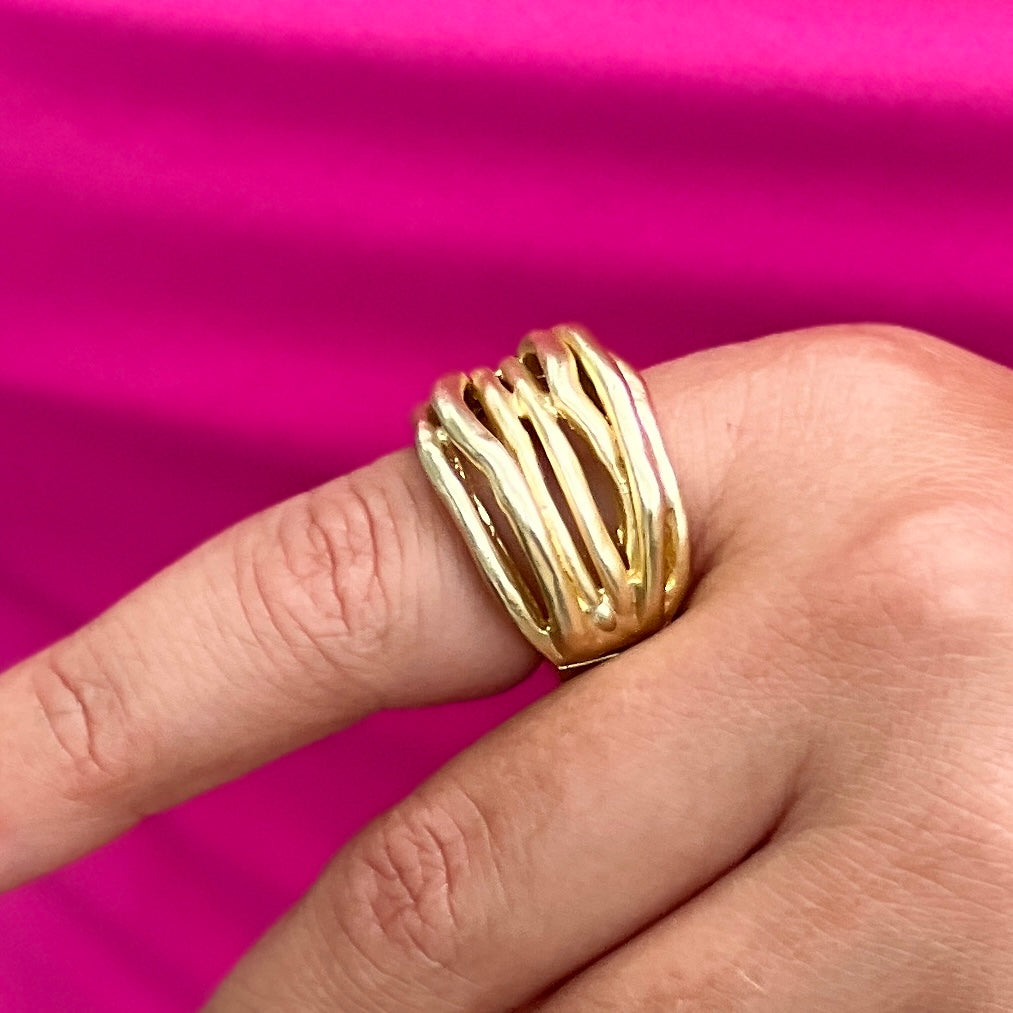 Elastic Gold Ring With Many Lines