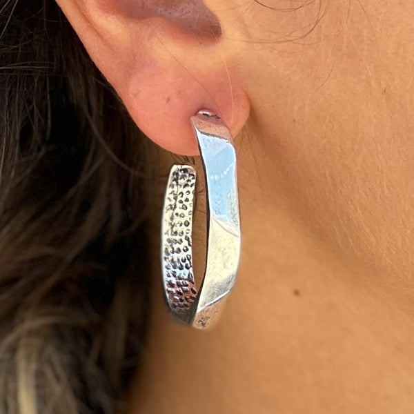 Oval Thick Silver Earring