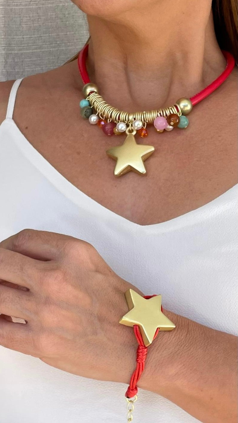 Red Cord Gold Star Bracelet